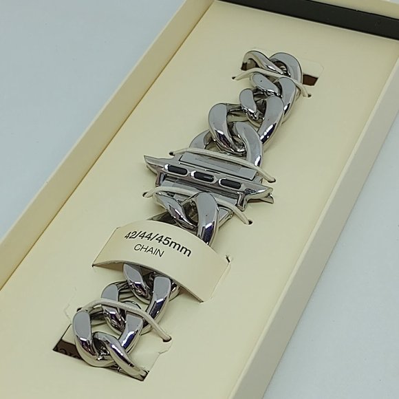 Anne Klein Soho Collection Silver S/Steel Chain Band Fits Apple Watch 42/44/45mm - Picture 3 of 5